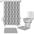 thumbnail image 2 of FMSHPON Morocco 4 Piece Bathroom Set Shower Curtain Bath Rug Contour Mat and Toilet Lid Cover, 2 of 8