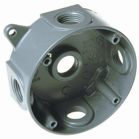- Hubbell-Bell 5361-0 5-1/2-Inch Outlets 4-Inch Round Weatherproof Splice Box, Designed for use as a weatherproof junction box, and may be used with.., By Hubbell Bell Ship from US