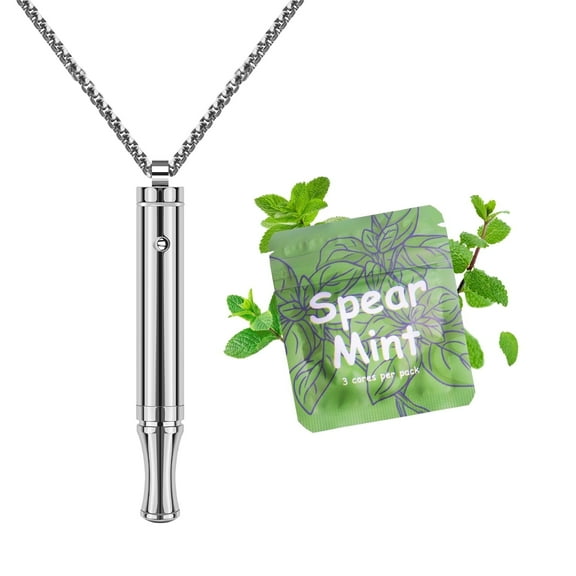 Mindful Anxiety Breathing Necklace for Adults: Breathe Ease Necklace Breathlace - Meditation Breathless Chain for Women Men- The Calm Breathwork Chain Stress Relief Products - Sliver