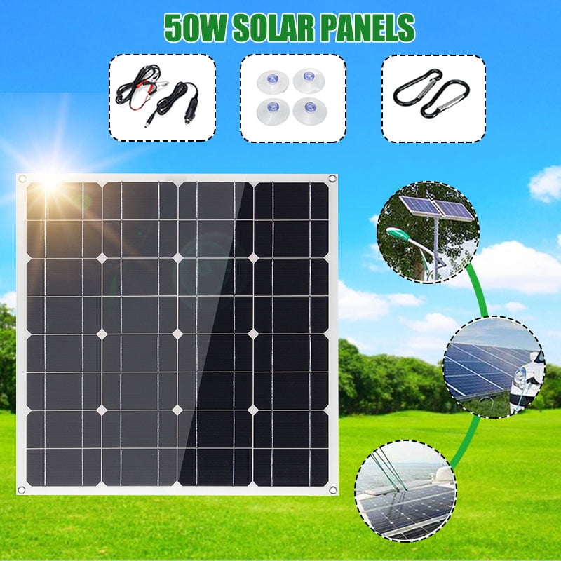 50W Foldable Solar Panel Monocrystalline Dual USB For Phone Camping Travelling A 