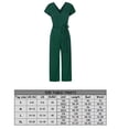thumbnail image 4 of Women V-neck Jumpsuit Short Sleeve Solid Color Summer Playsuit women jumpsuit Rompers, 4 of 6