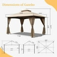 thumbnail image 6 of Outdoor Gazebo with Mosquito Netting, Metal Frame Double Roof Soft Top Patio Gazebo Canopy Tent for Deck Backyard Garden Lawns (Khaki), 6 of 10