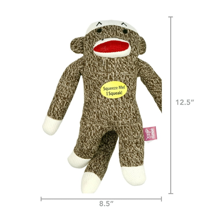 Multipet Sock Monkey Plush Dog Toy with Squeaker