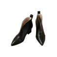 thumbnail image 3 of Frontwalk Womens Booties Mid Heels Heeled Boot V-Cut Ankle Boots Party Chunky Block Bootie Women Pointed Toe Shoes Black 9, 3 of 9