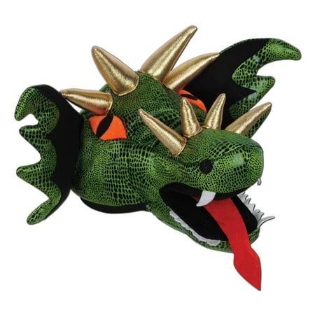 Club Pack of 6 Green Fire Breathing Plush Dragon Hat Costume Accessories