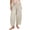 Beige, variant on ShomPort Womens Pants Business Casual Loose Work Cropped Trousers Drawstring Cotton Linen Pants
