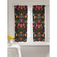 thumbnail image 3 of Bohemian Tier Curtains 45 Inch Length,Sheer Curtains for Bedroom Living Room Window Red Green Tribal Mexican Abstract Flower Rod Pocket Drapes Kitchen Curtains Small Half Window 27.5"x45" 2 Panels, 3 of 6
