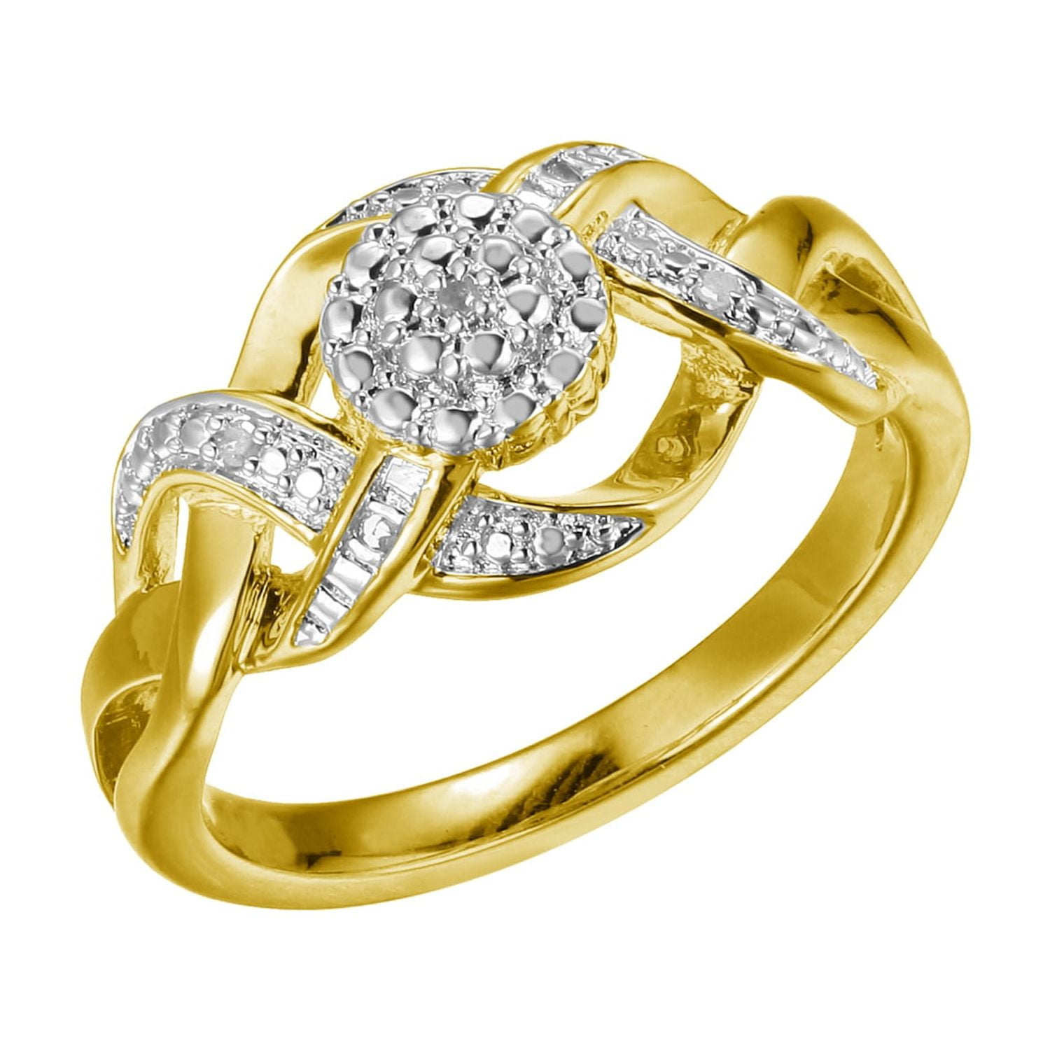 Forever Facets Diamond Accent 3-Piece Waterfall Pendant and Ring Set in 18k Yellow Gold over Bronze, Adult Female