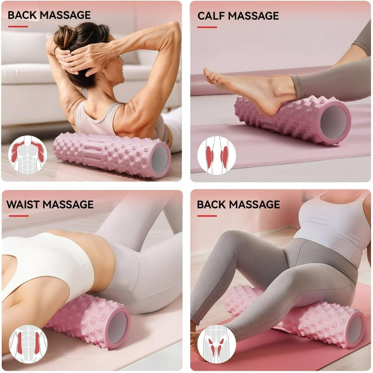 3 in 1 Foam Roller Set Trigger Point Foam Roller for Back Pain Relief High Density Deep Tissue Massager Fitness Foam Roller for Muscle Exercises Massage Roller Stick Massage Ball Pink Walmart