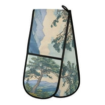 Yayeee Double Oven Mitt Kitchen Heat Resistant Baking 35" x7" Quilted Glove, Beige Mountain