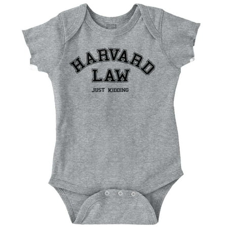

Brisco Brands Harvard Law Just Kidding Funny Unisex Baby Bodysuits