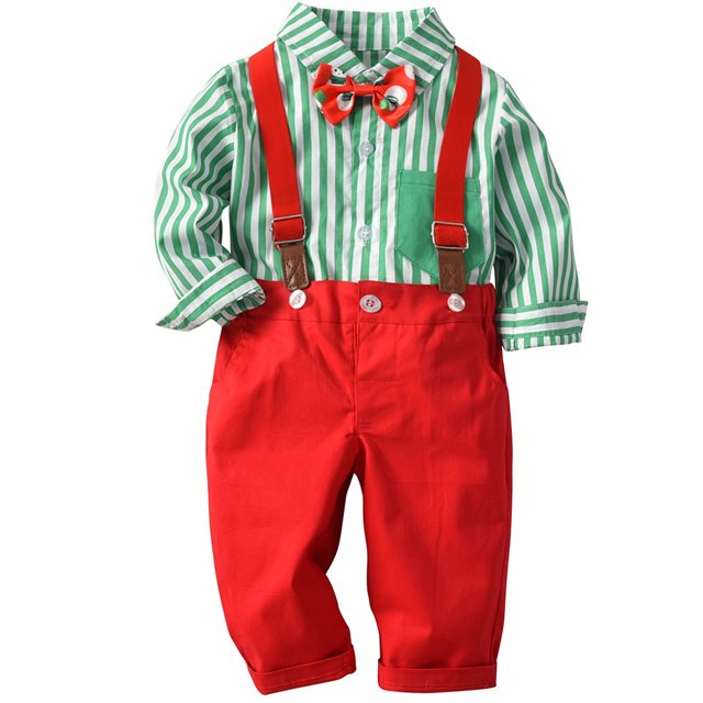 Ropa de bebé niño Trajes para niños Traje de pajarita estampado a rayas para niños