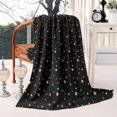 thumbnail image 3 of Black Gold Star Pattern Blanket,Comfortable Soft Flannel Throw Blanket,All Season,Warm Lightweight Blankets for Sofa Bed Couch Living Room Chair,50"x60", 3 of 4