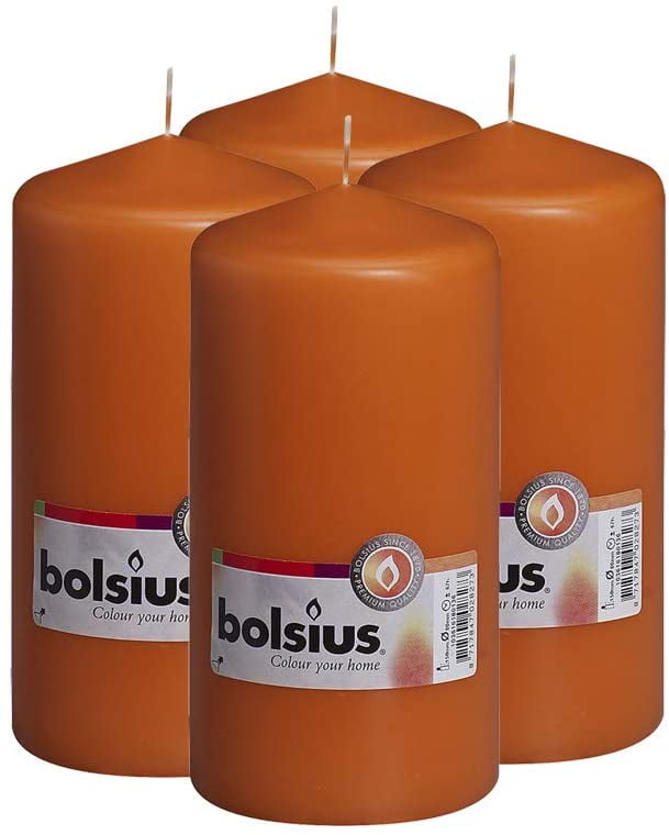 BOLSIUS Mango 3" x 6" Pillar Candles Unscented Dripless Set of 4