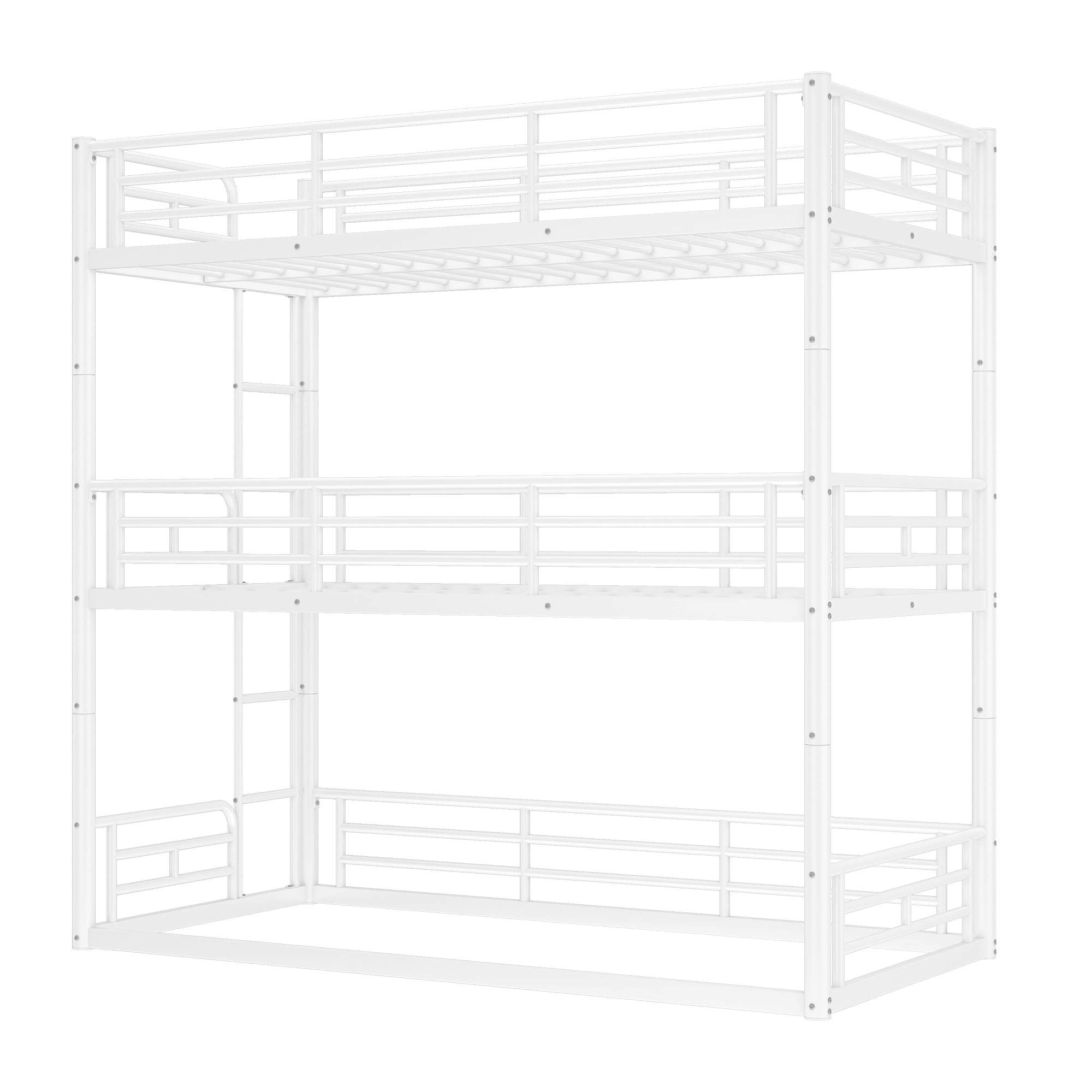 Euroco Metal Twin Bunk Bed,Triple Bed for Kids Room,3 Bed for Kids Teens Adults, Space-Saving, White