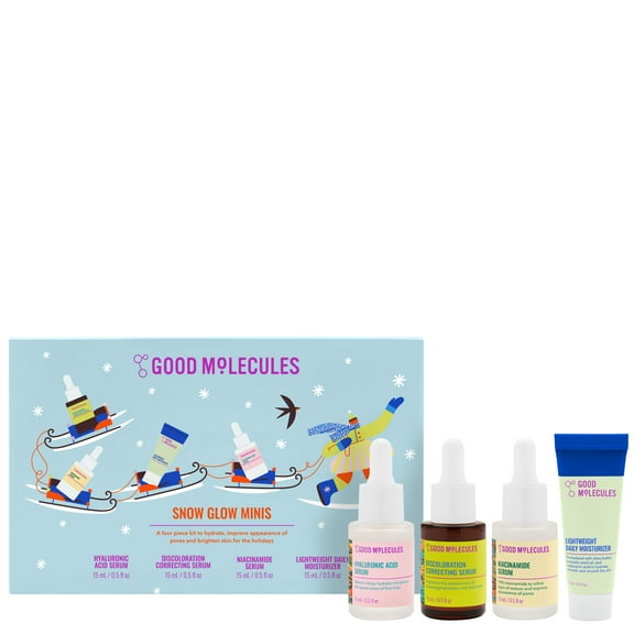 Good Molecules Snow Glow Minis 4-Piece Holiday Gift Set for Hydration and Brightening