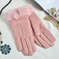 thumbnail image 5 of Eoperou 1 Pair Women Gloves Touchscreen Full Finger Thickened Plush Lining Tear-resistant Keep Warm Faux Suede Fabric Autumn Winter Outdoor Cycling Girls Gloves for Riding, 5 of 8