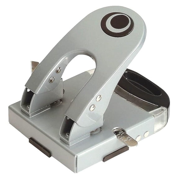 Officemate Deluxe 2-Hole Punch with Chip Drawer, 50 Sheet Capacity, Silver/Navy (90101)