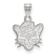 Sterling Silver Rhodium-plated LogoArt Brigham Young University Cougar Small Pendant Q-SS005BYU