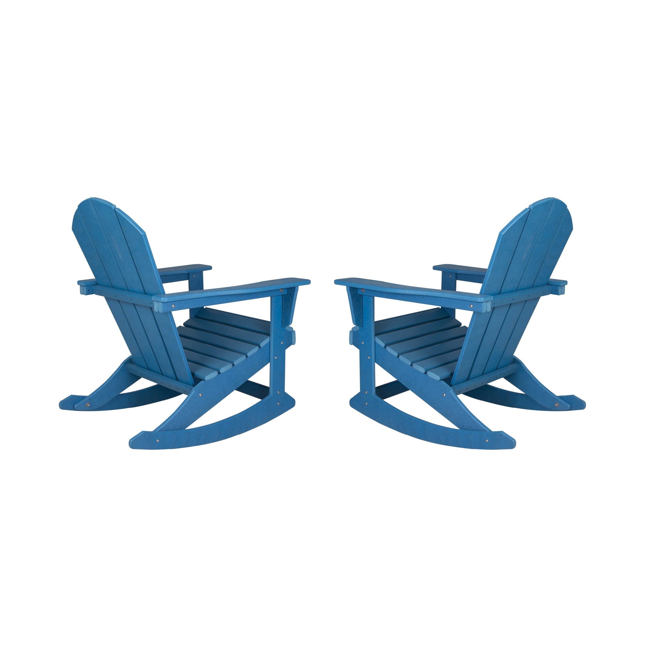 GARDEN Set of 2 - Plastic Outdoor Rocking Chairs for Patio Porch, Pacific Blue