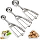 thumbnail image 1 of Cuchara para helado, juego de 3 cucharas para galletas, cuchara para masa de galletas de acero inoxidable 18/8, juego de 3 cucharas para galletas para hornear, cuchara para helado con gatillo de, 1 of 6
