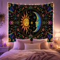 thumbnail image 2 of Floral Garden Personified with Crescent Moon Facing, Nostalgic Vintage for Botanical Art Lovers, Wall Decor, Mother'S Day Gift, Tapestry Wall Hanging for Dorm and Living Room, 2 of 7