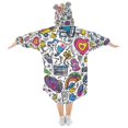 thumbnail image 2 of FORMRS Wearable Blanket Hoodie with Sleeves for Kids Cozy Flannel Sweatshirt, White Doodle Pattern, 2 of 7