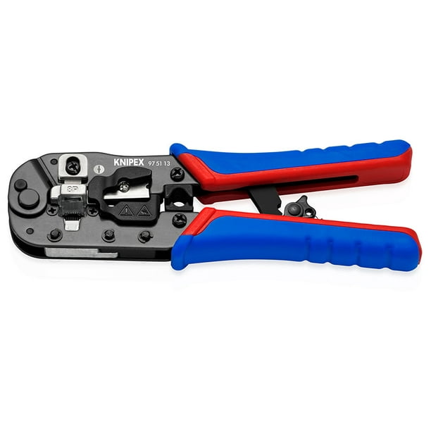 KNIPEX 97 51 13 Pinzas para crimpar conectores Western RJ45 con fundas en dos componentes bruñido 191 mm