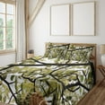 thumbnail image 2 of Ambesonne Tree Fitted & Top Sheet Set with Shams, Close up Leafy Branches Photo, Avocado Green Dark Brown, 2 of 7