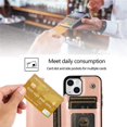 thumbnail image 3 of Design for iPhone 14 Plus Case with Tempered Glass Screen Protector Credit Card Holder Slot, PU Leather Wallet Phone Cases Kickstand Protective Cover for iPhone14plus iP14+ Women 6.7" Rose gold, 3 of 14