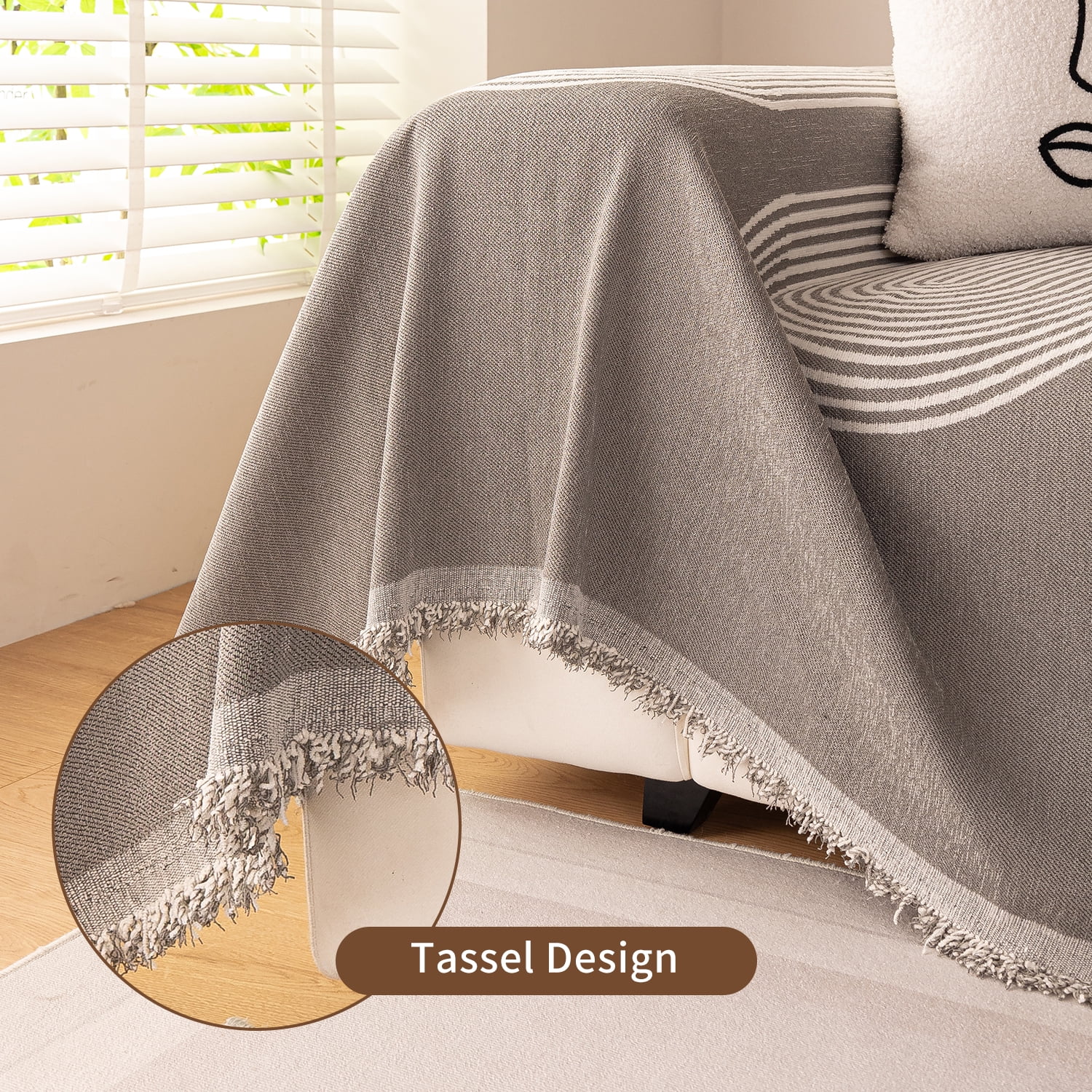 Smuge Sofa Cover, Couch Cover Protector Slipcover L Shape Sofa towel Furniture Cover for Pets Dogs Cats Home Decor (71"x 118", Grey)