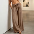thumbnail image 6 of Npasoilc Drawstring Elastic Waist Pants for Women Linen Blend Solid Color Pocket Summer Trousers,Brown, 6 of 6