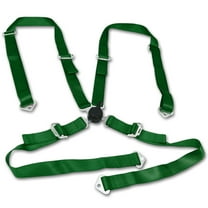 DNA Motoring SBCL-4P-GN Universal Green Nylon Racing Seat Belt Harness 4-Point Quick Release Camlock Set