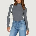 thumbnail image 5 of Women's Turtleneck Long Sleeve Shirts Fall Fashion Basic Thermal Underwear Tops Winter Clothes 2025 Gray XXL, 5 of 6