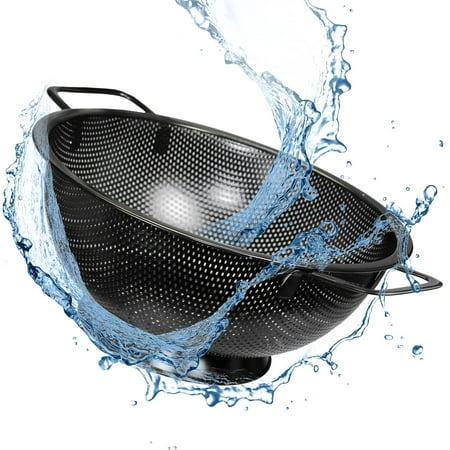 

5 Quart Stainless Steel Colander - Fine Mesh Strainer for Kitchen Food Drainer with Handle - Colanders & Food Strainers - Perfect for Washing and Draining Vegetables and Pasta