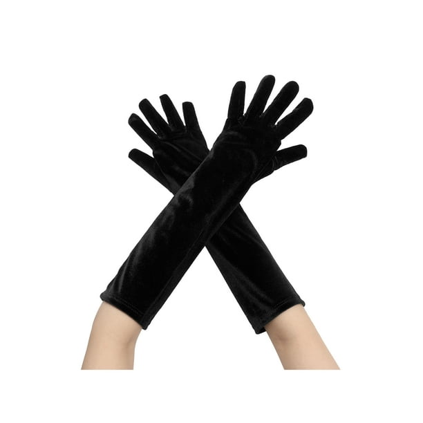 Guantes largos de terciopelo para mujer INSPIRE CHIC, guantes de ópera de dedos completos de los años 1920 para fiesta nocturna, color negro, talla M