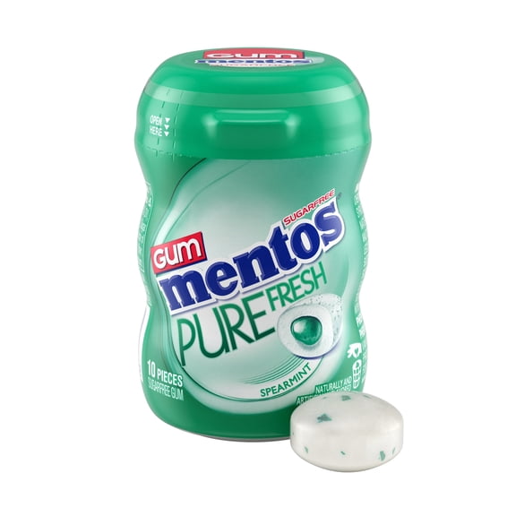Mentos Pure Fresh Sugar-Free Chewing Gum, Spearmint, 10 Piece Bottle