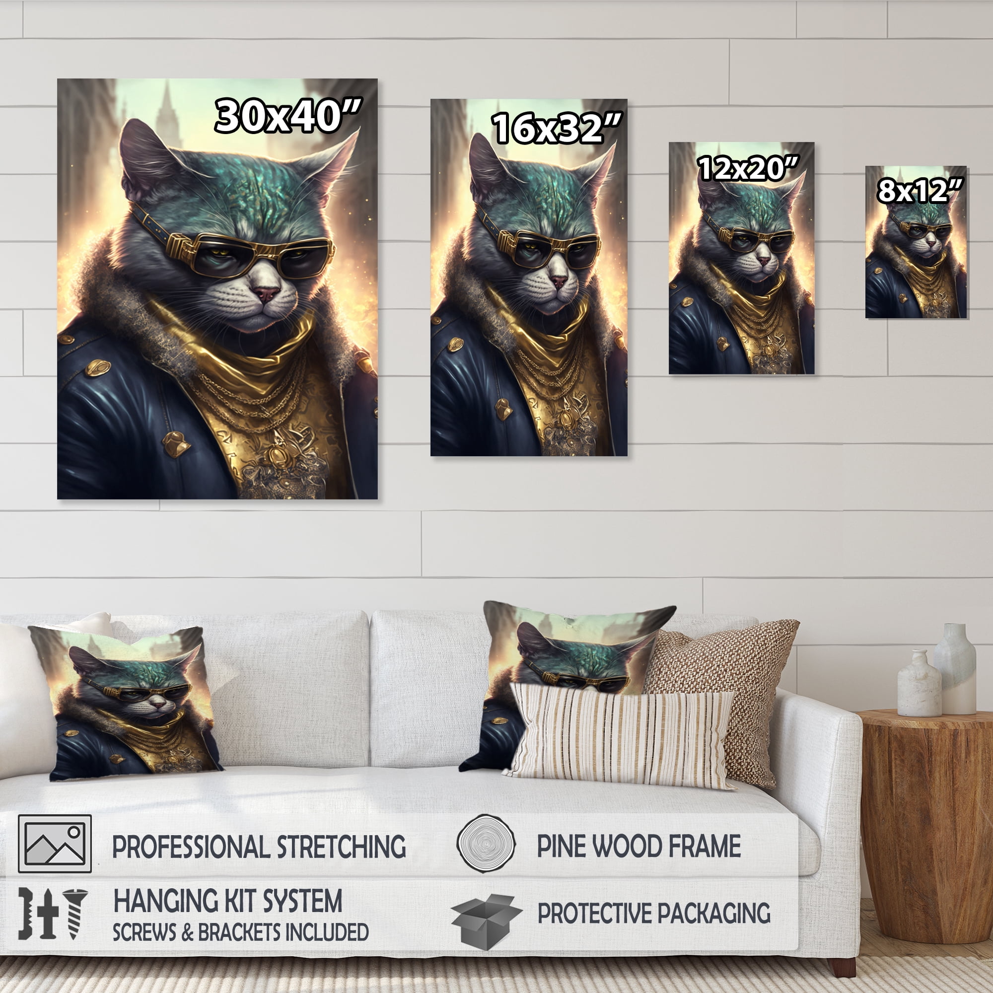 Designart Cat Gangster In NYC I Canvas Wall Art