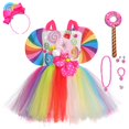 thumbnail image 1 of Rainbow Candy Princess Dress Baby Girls Ball Gown Lollipop Disfraz Lollipop Bow Kids Holiday Fiesta de cumpleaños Ropa Trajes 2-129-10Y (XXL) Gao Jinjia LED, 1 of 2