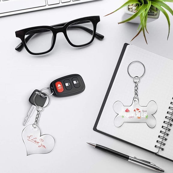 HOOWIFFY Clear Acrylic Keychain Blanks, 24-Pack for Custom Crafts, Personalization, and Handmade Projects