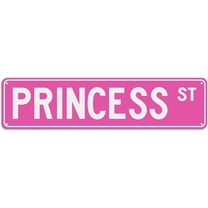 Pink PRINCESS ST Metal Tin Sign 16 x 4 inches Decor for Girls Cave, Bedroom, Dorm, Wall