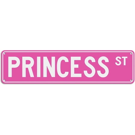 Pink PRINCESS ST Metal Tin Sign 16 x 4 inches Decor for Girls Cave, Bedroom, Dorm, Wall