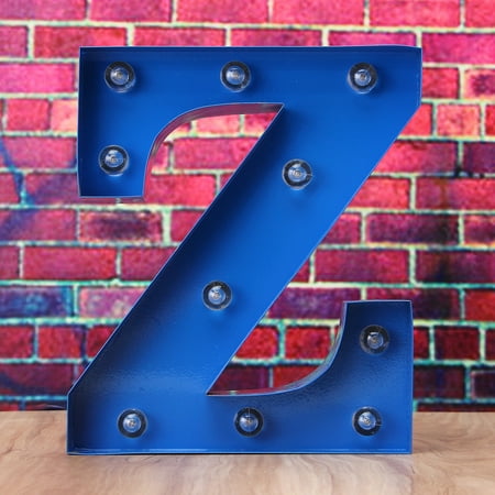 - 9inch Blue Marquee Letter Lights LED Vintage Circus Style N-Z Alphabet Light Up Sign Wedding Party Decoration
