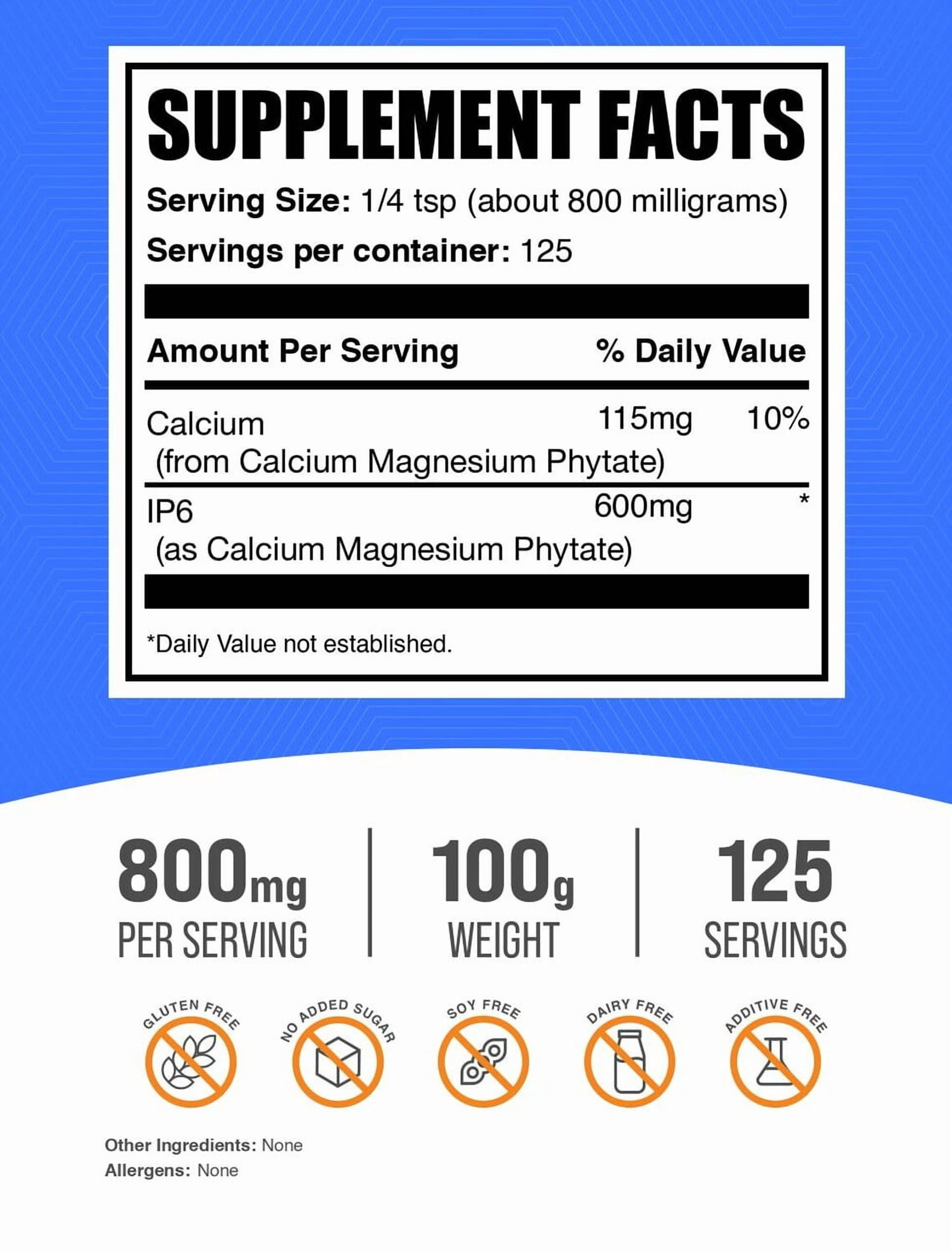BulkSupplements IP6 (Inositol Hexaphosphate) Powder - 800mg per Serving - 100 Grams (3.5 oz) - 125 Servings