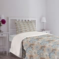 thumbnail image 3 of Ambesonne Mandala Quilted Bedspread Set 2 Pcs, Vintage Style Flourish, Twin Size, Pale Orange Blue Black, 3 of 5