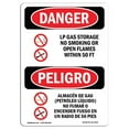 thumbnail image 1 of SignMission OS-DS-A-710-VS-1444 7 x 10 in. OSHA Danger Sign - LP Gas Storage No Smoking 50 FT Bilingual, 1 of 1