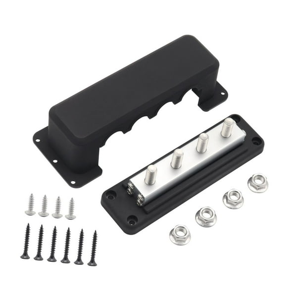 Bloque de distribución de energía Barra colectora Vehículos RV Marina Camión 3/8" 4 pernos Negro