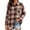 *Brown, variant on ClodeEU Women's Collared Button Down Long Sleeve Plaid Shirt,Casual Shacket with Chest Pocket ,Women's Plus L