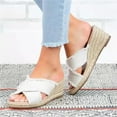 thumbnail image 1 of Zapatos de verano para mujer, zapatillas de playa de cabeza redonda con suela gruesa y tacón cruzado de tela vaquera Wmkox8yii ytu6580, 1 of 4