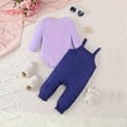thumbnail image 3 of ZEHJUHAN Baby Girls' Cute Set Solid Color Long Sleeve Tee Cartoon Print Denim Overalls Romper Fall/Winter Casual Wear Blue，6-9M, 3 of 11
